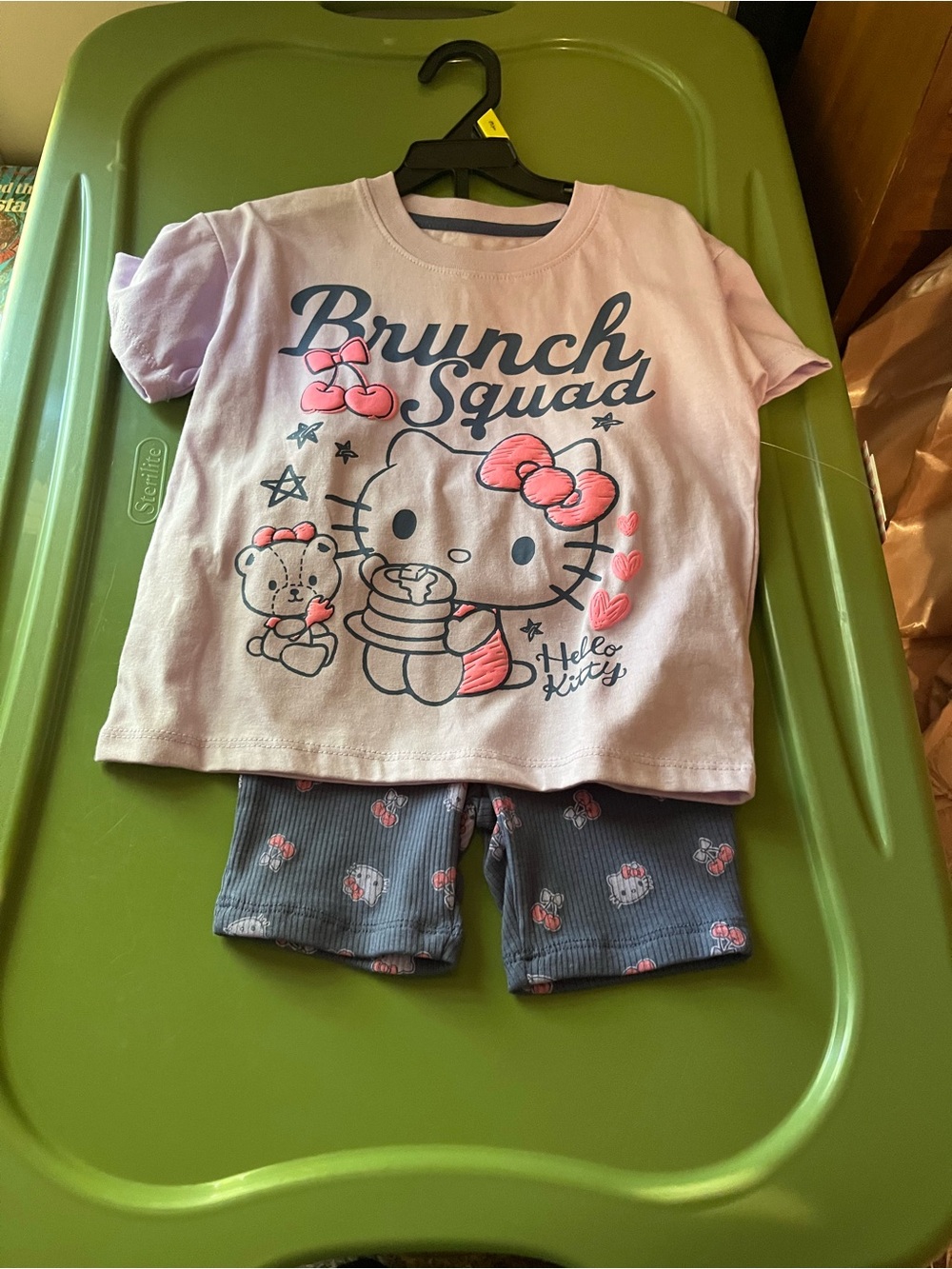 Hello Kitty Pink and Gray Brunch Squad short Set